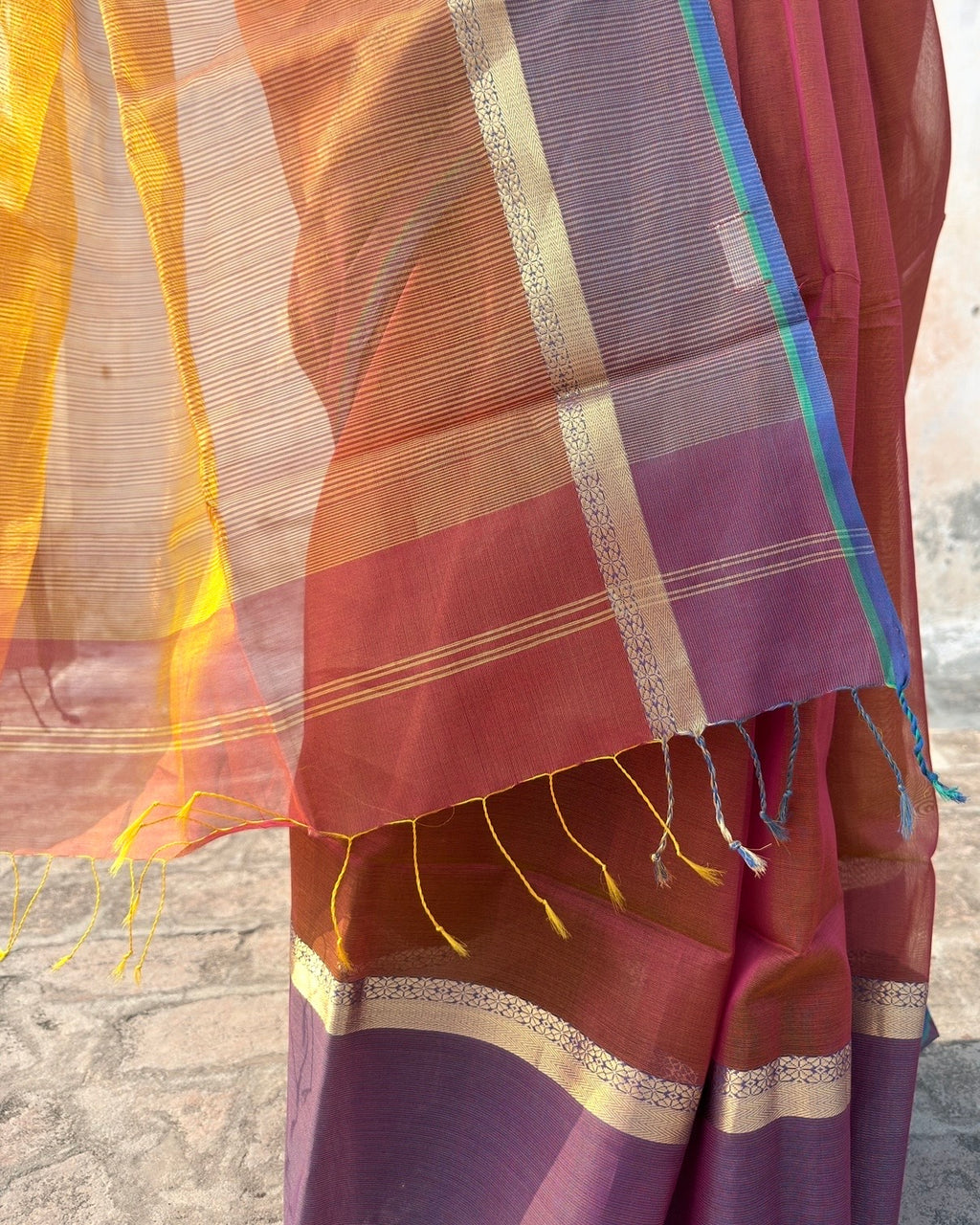 Marigold | Orange Maheshwari Saree