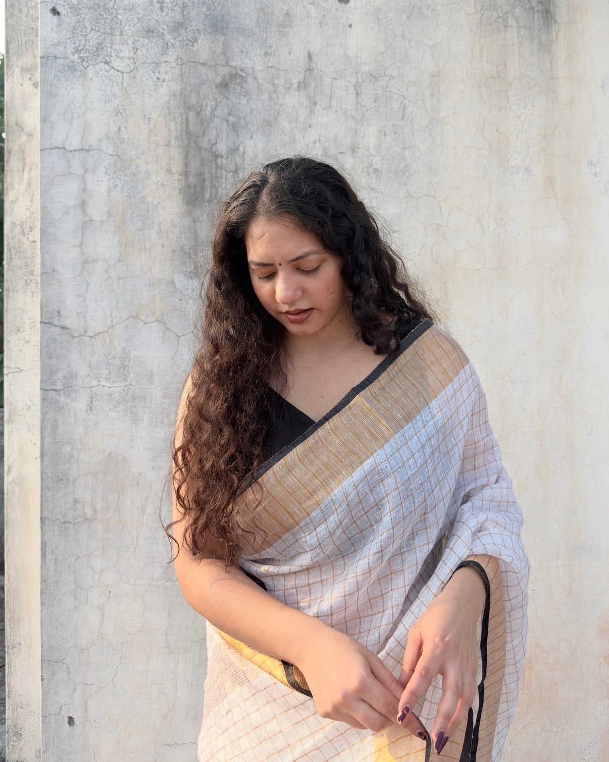 Taara | Linen Zari Checks Saree