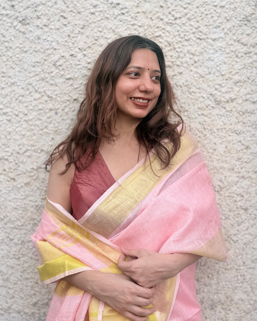 Sorbet | Pink Linen Saree