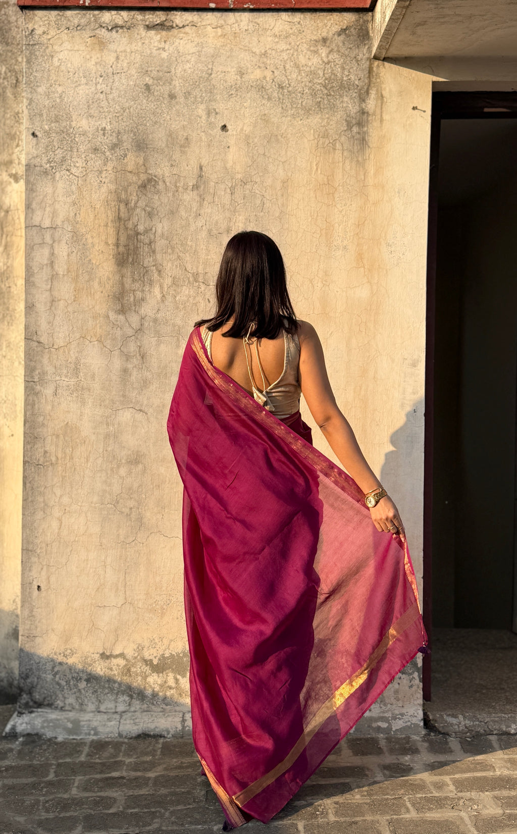 Nazaara | Purple Cotton Silk Saree