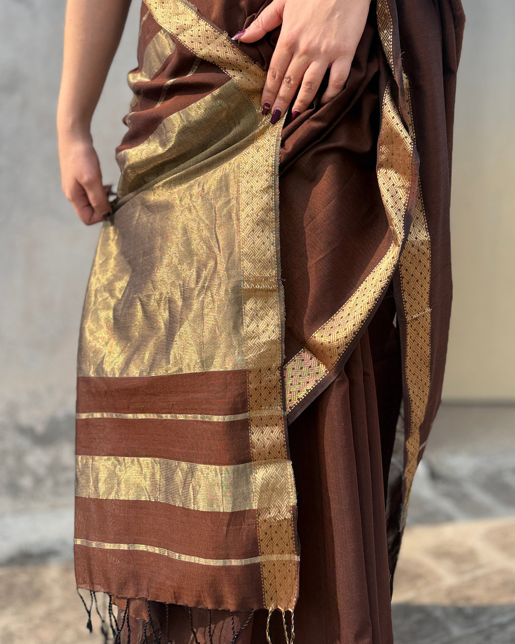 Kashish | Cocoa Maheshwari Cotton Saree
