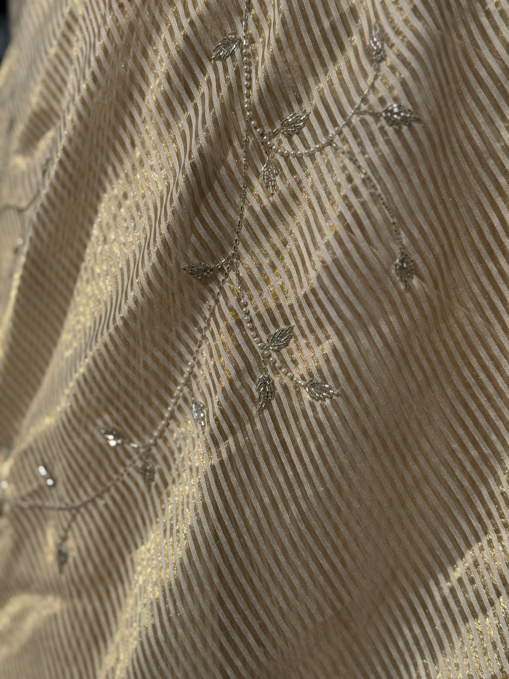 Sunehri | Ivory Golden Viscose Organza & Silk Zari saree