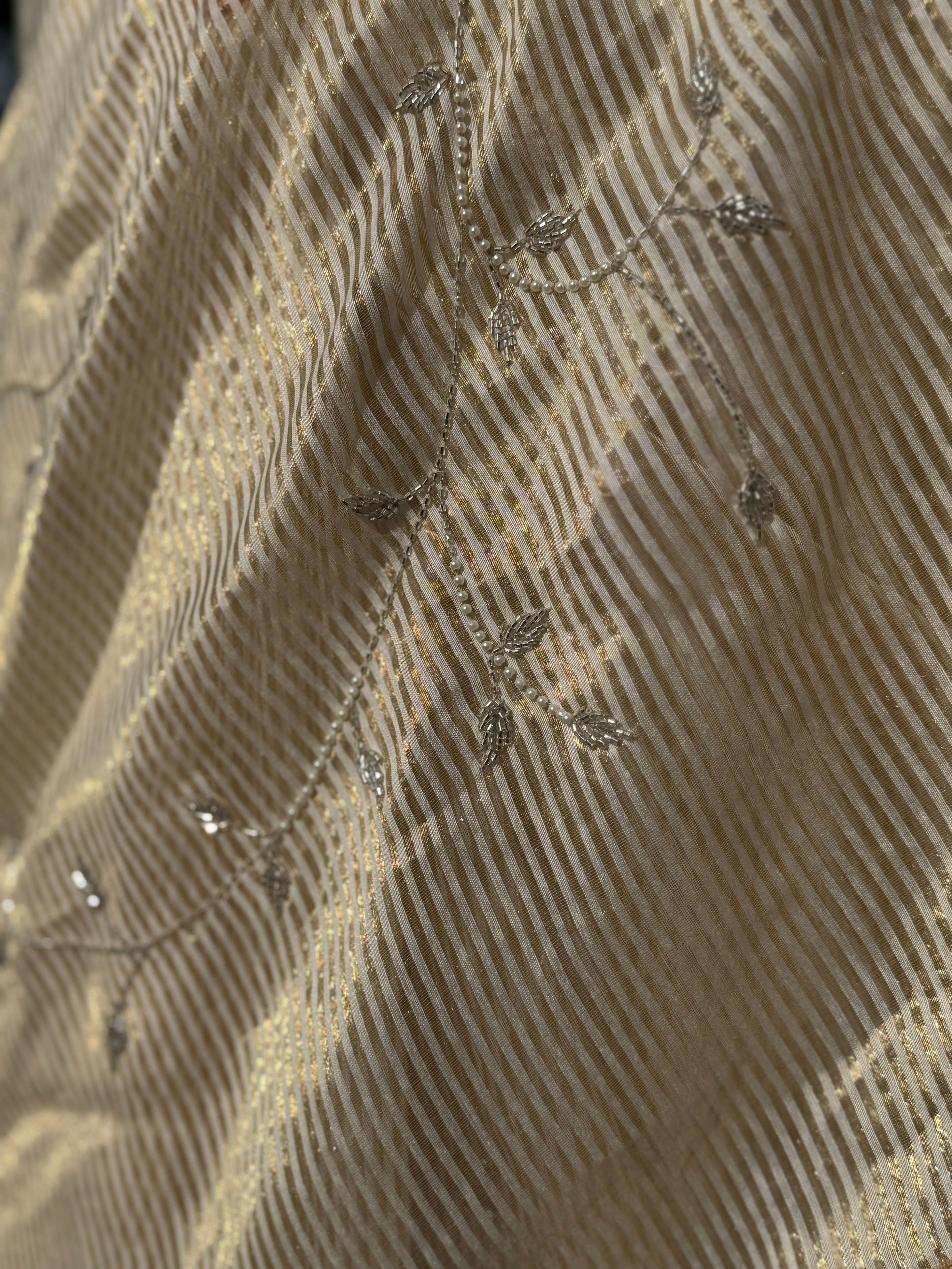 Sunehri | Ivory Golden Viscose Organza & Silk Zari saree