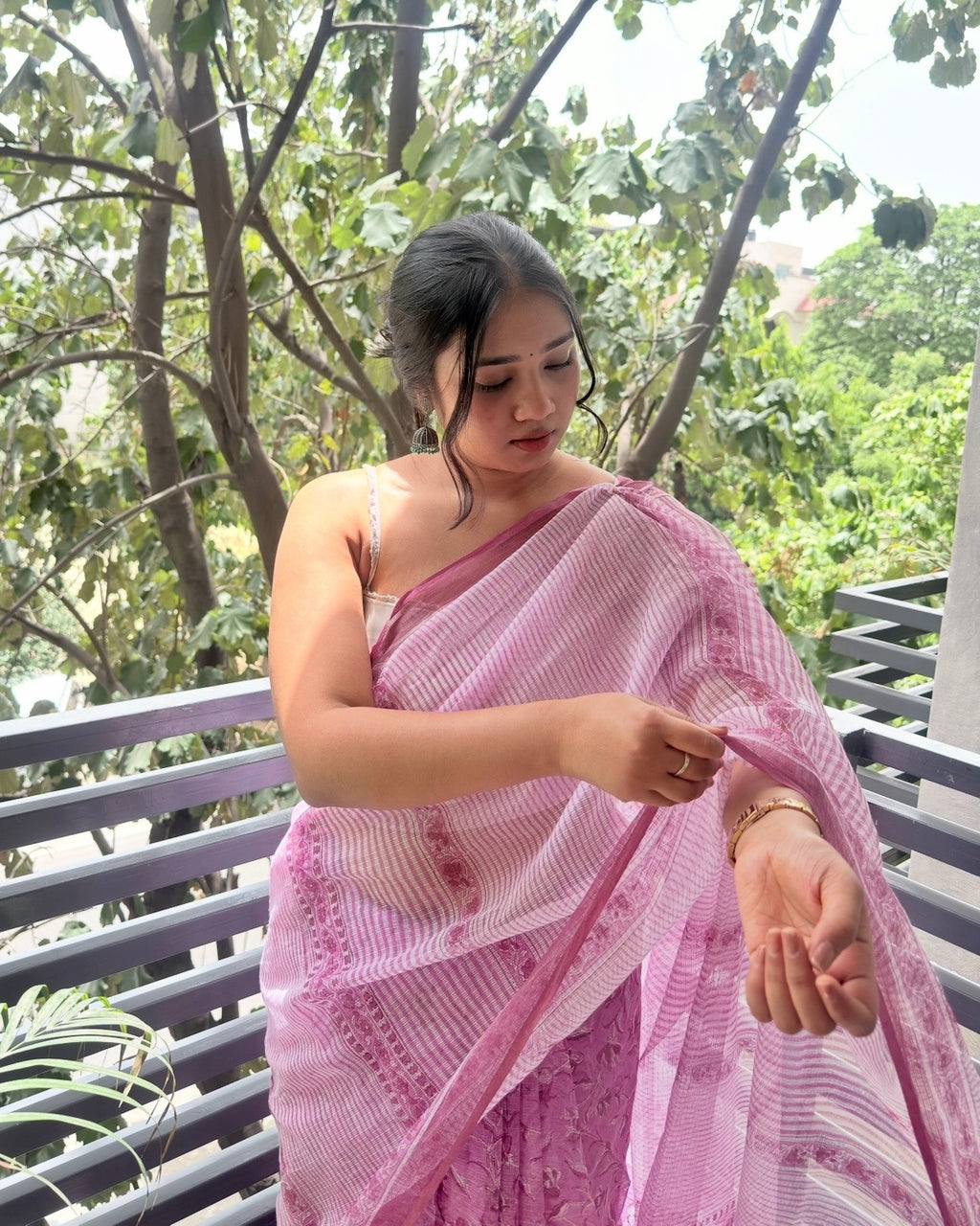 Mulberry | Printed Kota Doria Saree