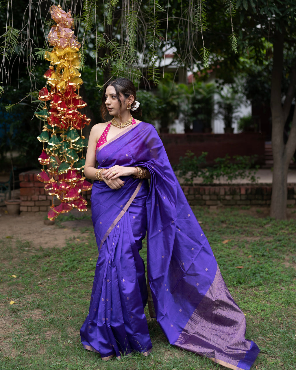 Laila | Purple Chanderi Pattu Silk Saree
