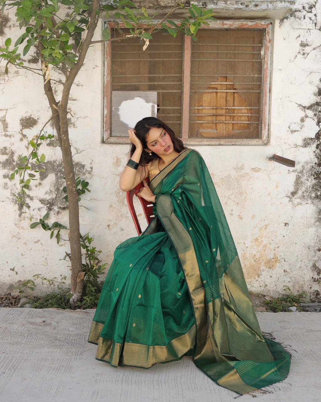 Gulkand | Green Maheshwari Saree