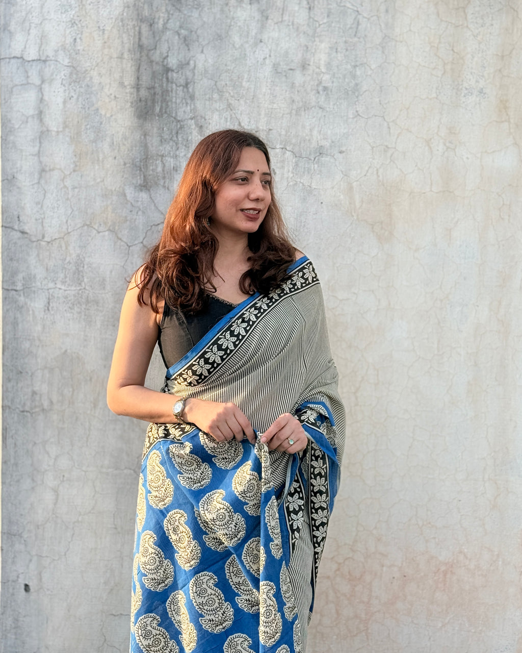 Nilambari | Hand-blocked Cotton Saree