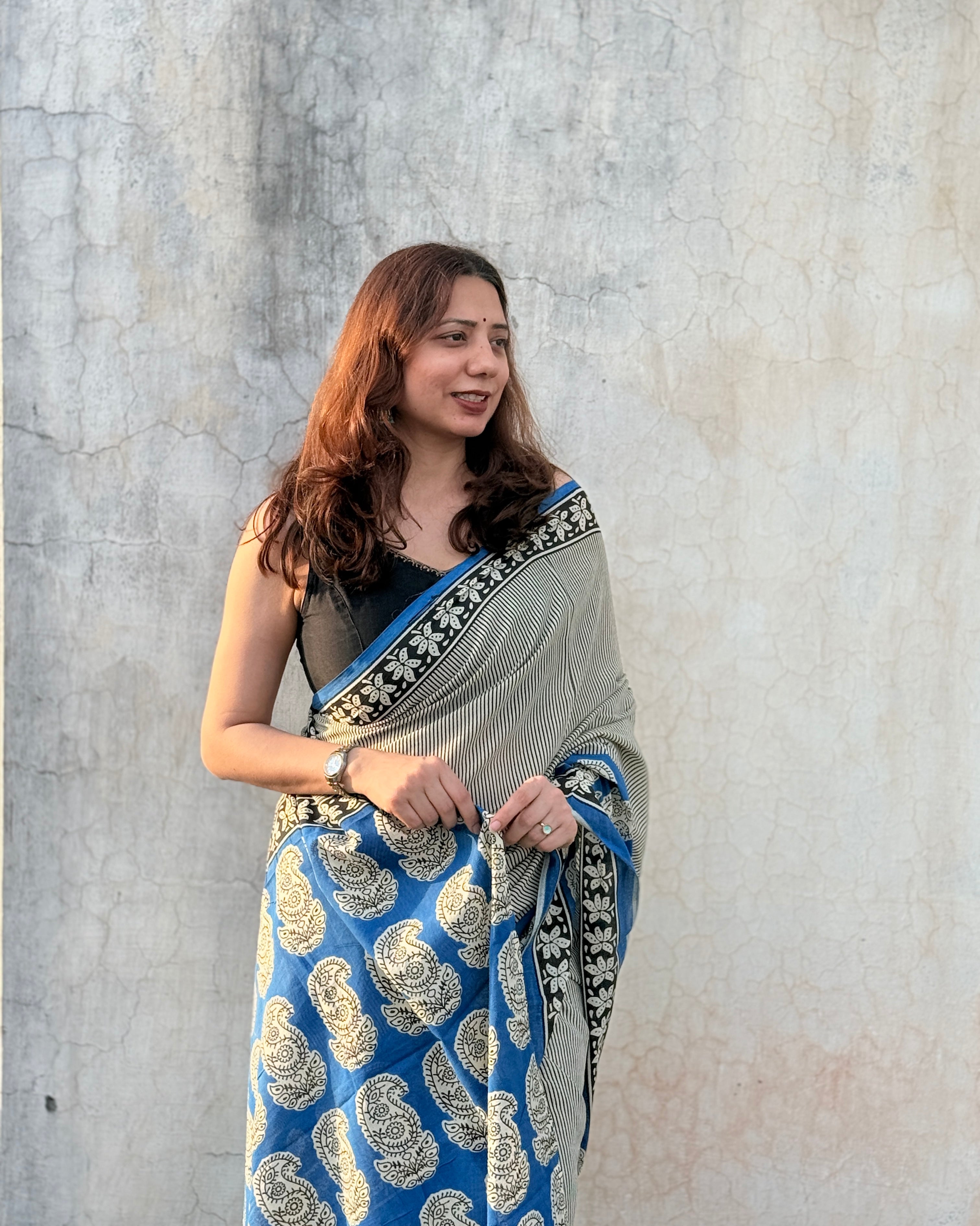 Nilambari | Hand-blocked Cotton Saree