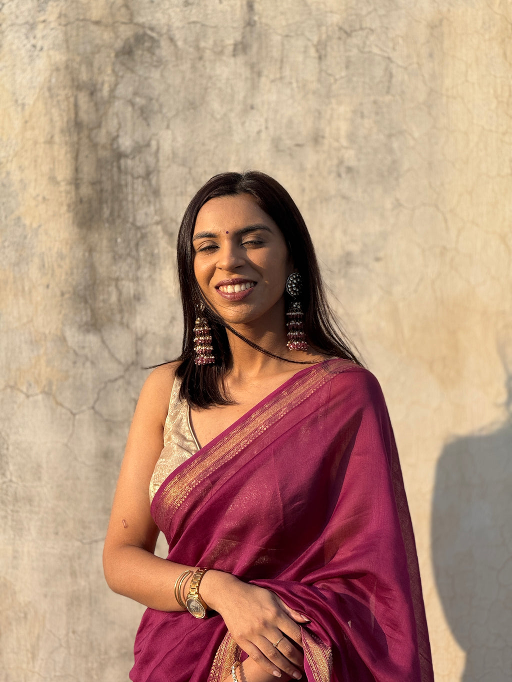 Nazaara | Purple Cotton Silk Saree