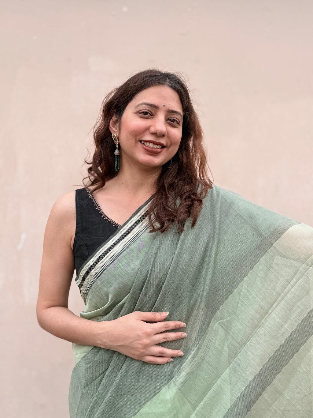 Minty | Mint Green Maheshwari Saree