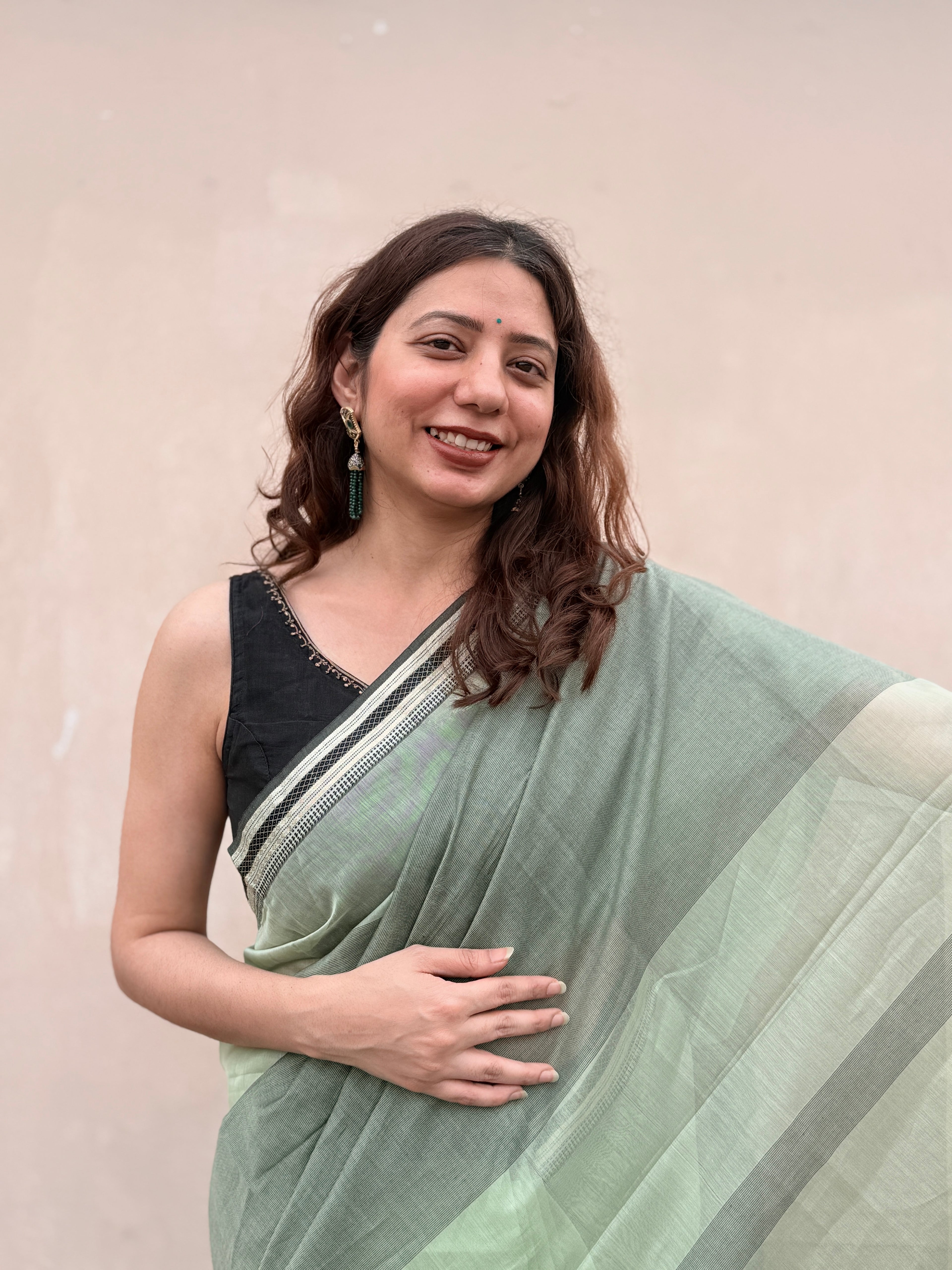 Minty | Mint Green Maheshwari Saree