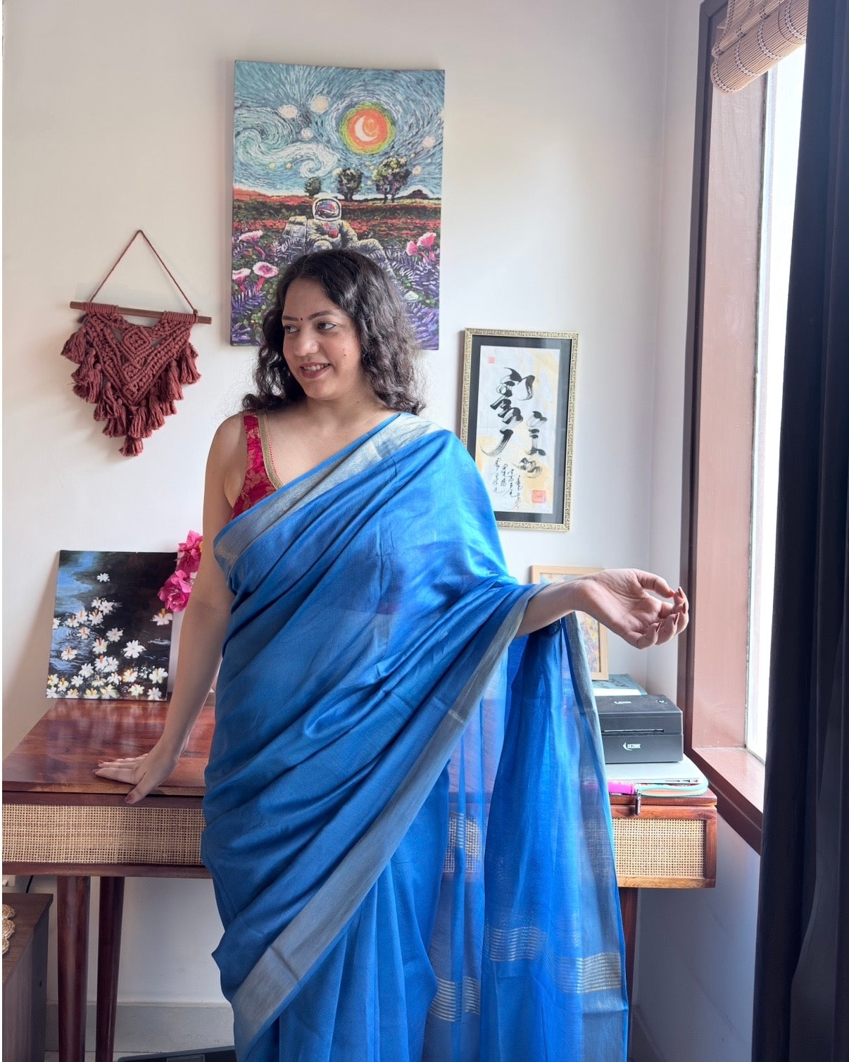 Merry | Blue Silk Cotton Saree