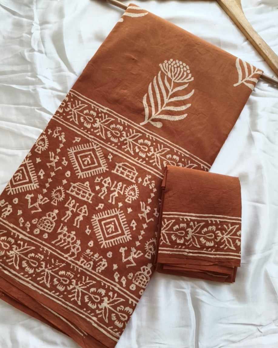 Preet | Hand Block Printed Cotton Saree