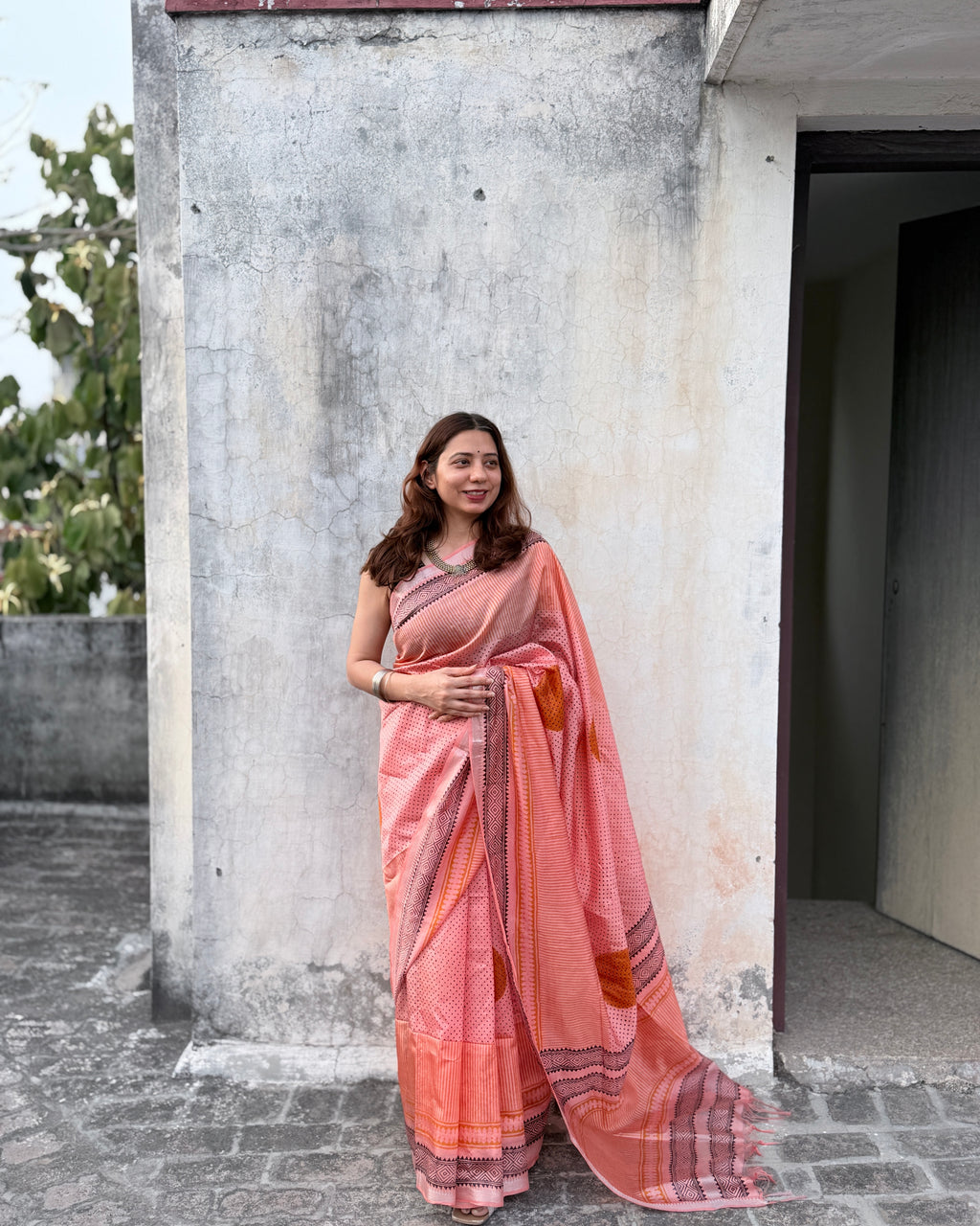 Nisarg | Pink Banana Silk Saree