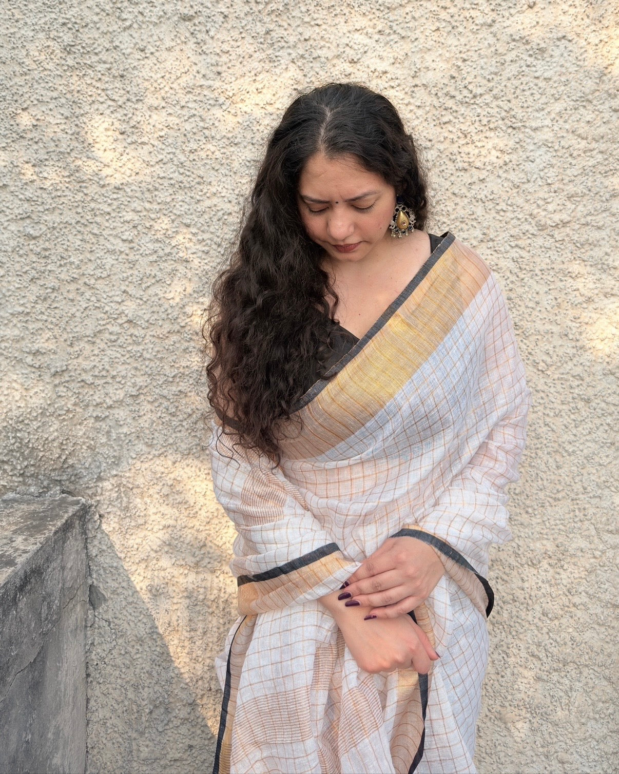Taara | Linen Zari Checks Saree