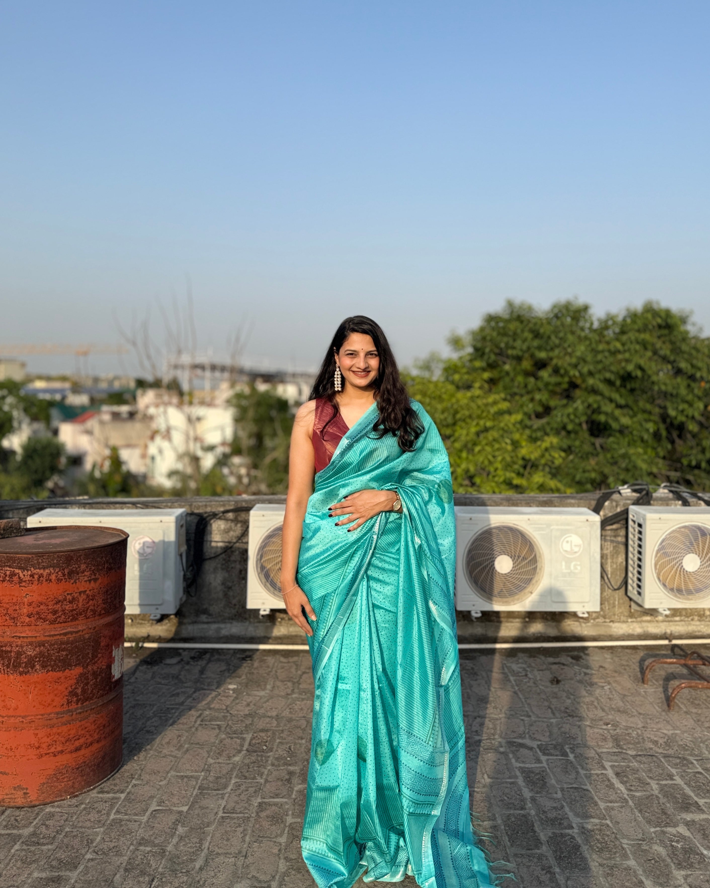 Aasma | Blue Banana Silk Saree
