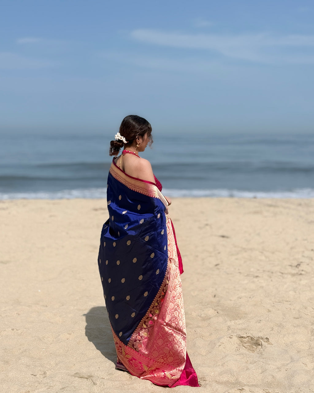 Yamini | Blue Handloom Banarasi Katan Silk Saree
