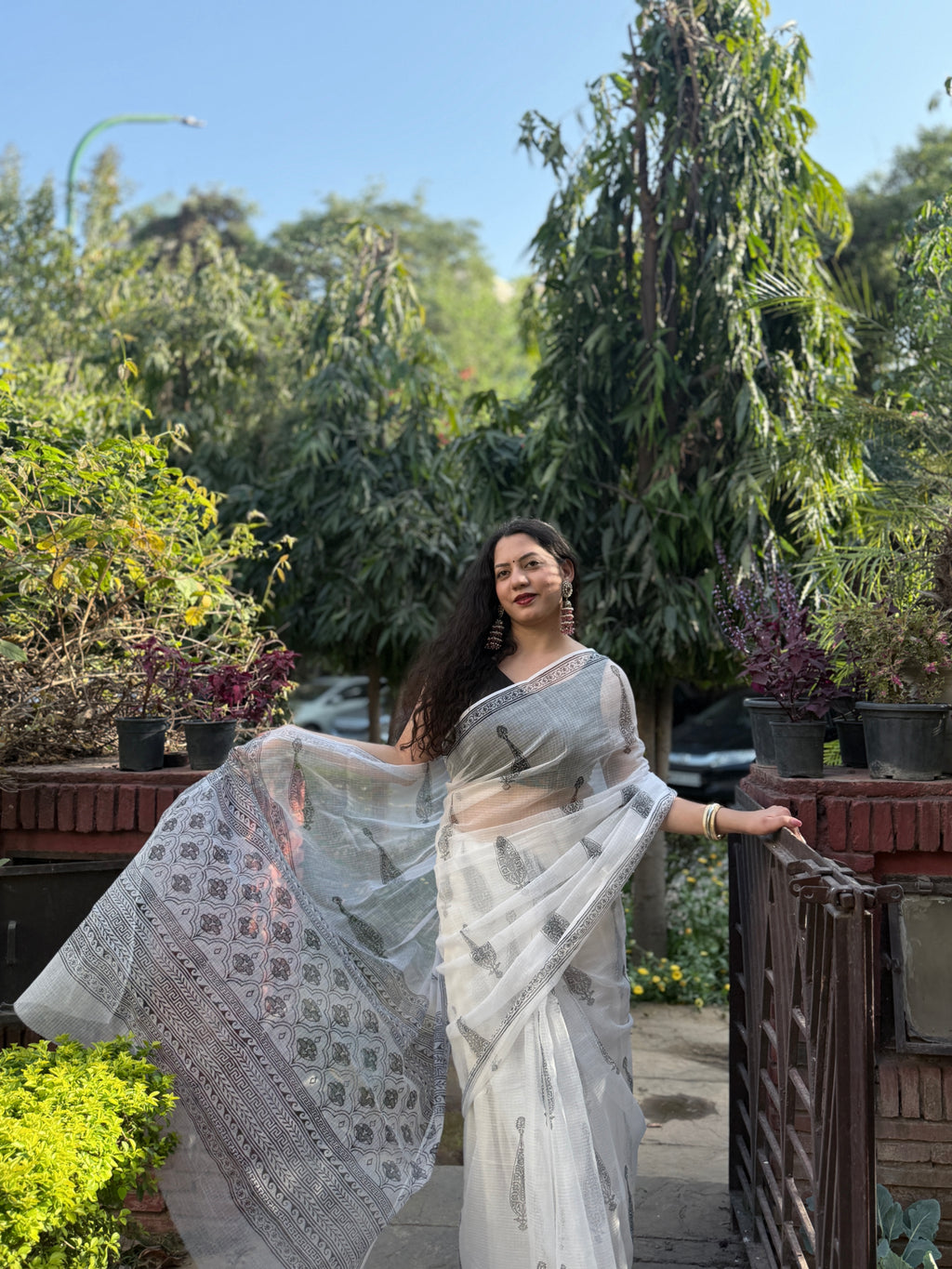 Syaahi | Printed Kota Doria Saree