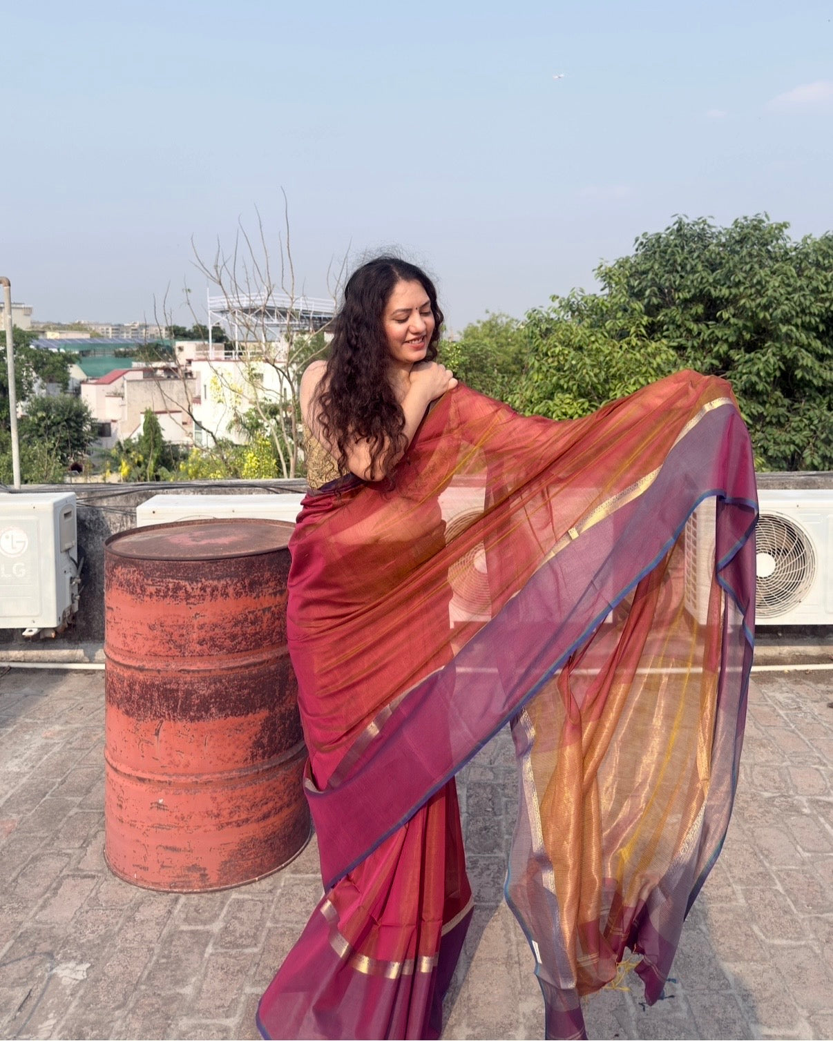 Marigold | Orange Maheshwari Saree