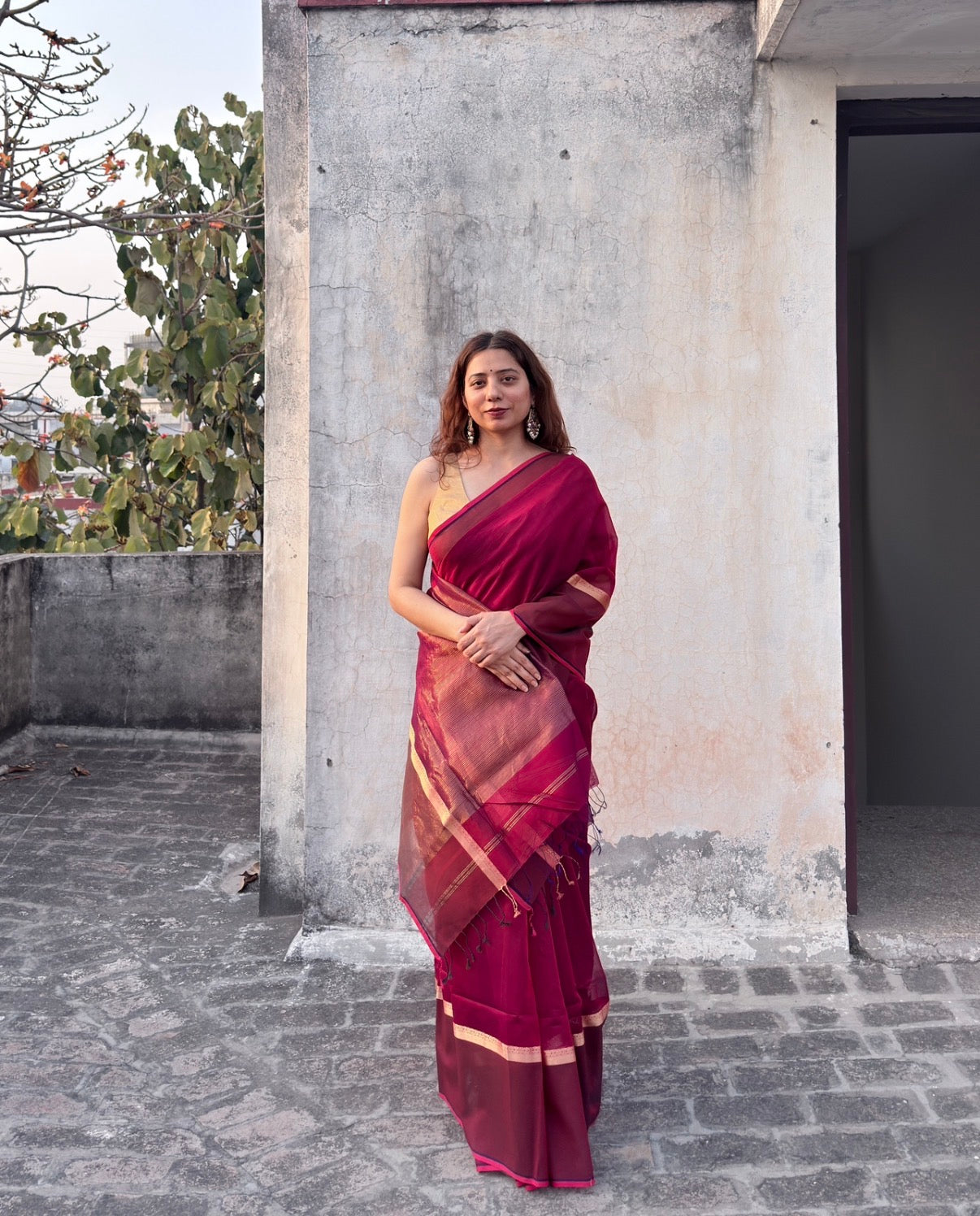 Gulab | Magenta Maheshwari Saree