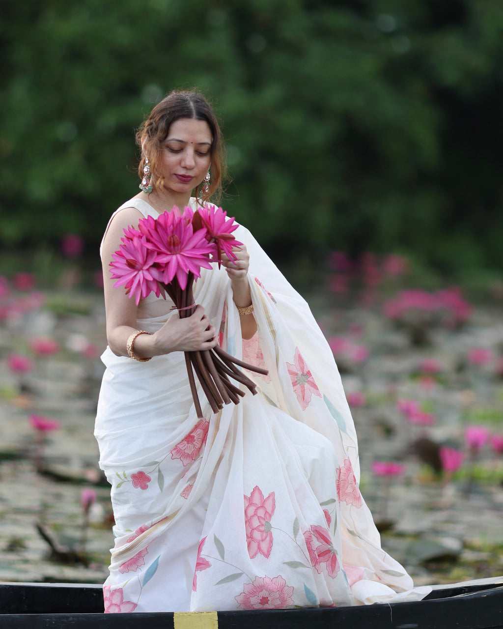 Dahlia | Maheshwari Handpainted Saree