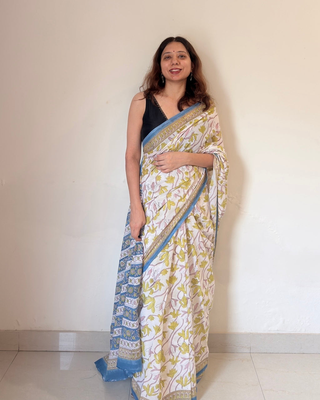 Dia | Hand Block Printed Cotton Saree