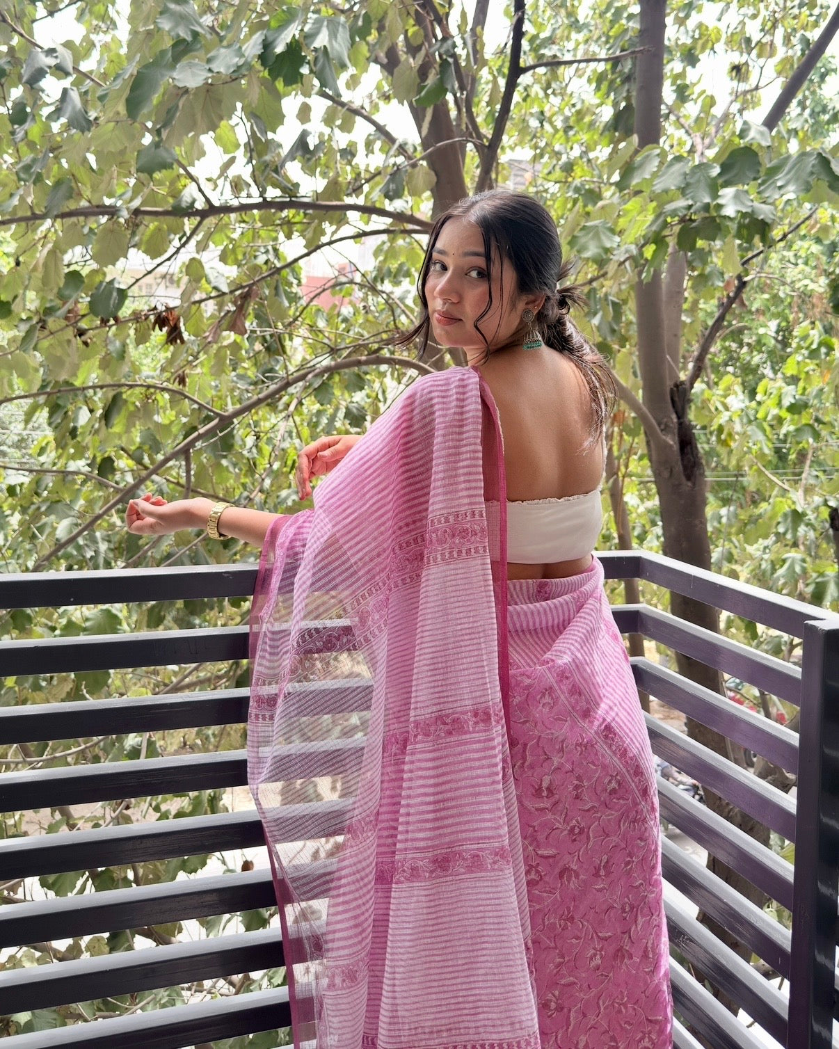 Mulberry | Printed Kota Doria Saree