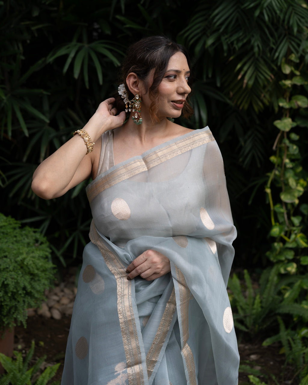 Naina | Blue Handloom Banarasi Kora Silk Saree