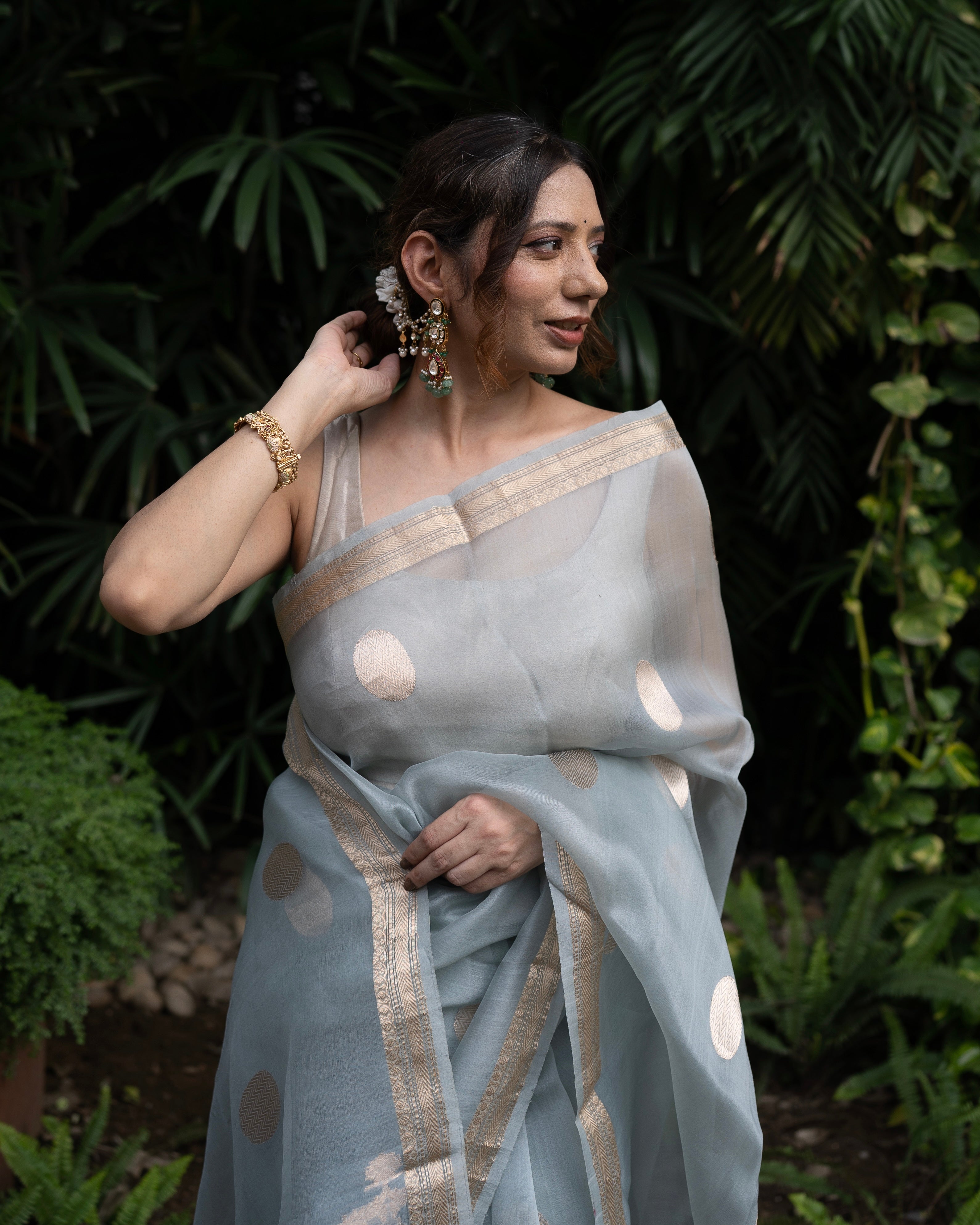 Naina | Blue Handloom Banarasi Kora Silk Saree