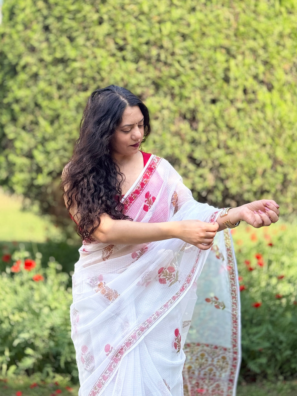 Baagh | Printed Kota Doria Saree