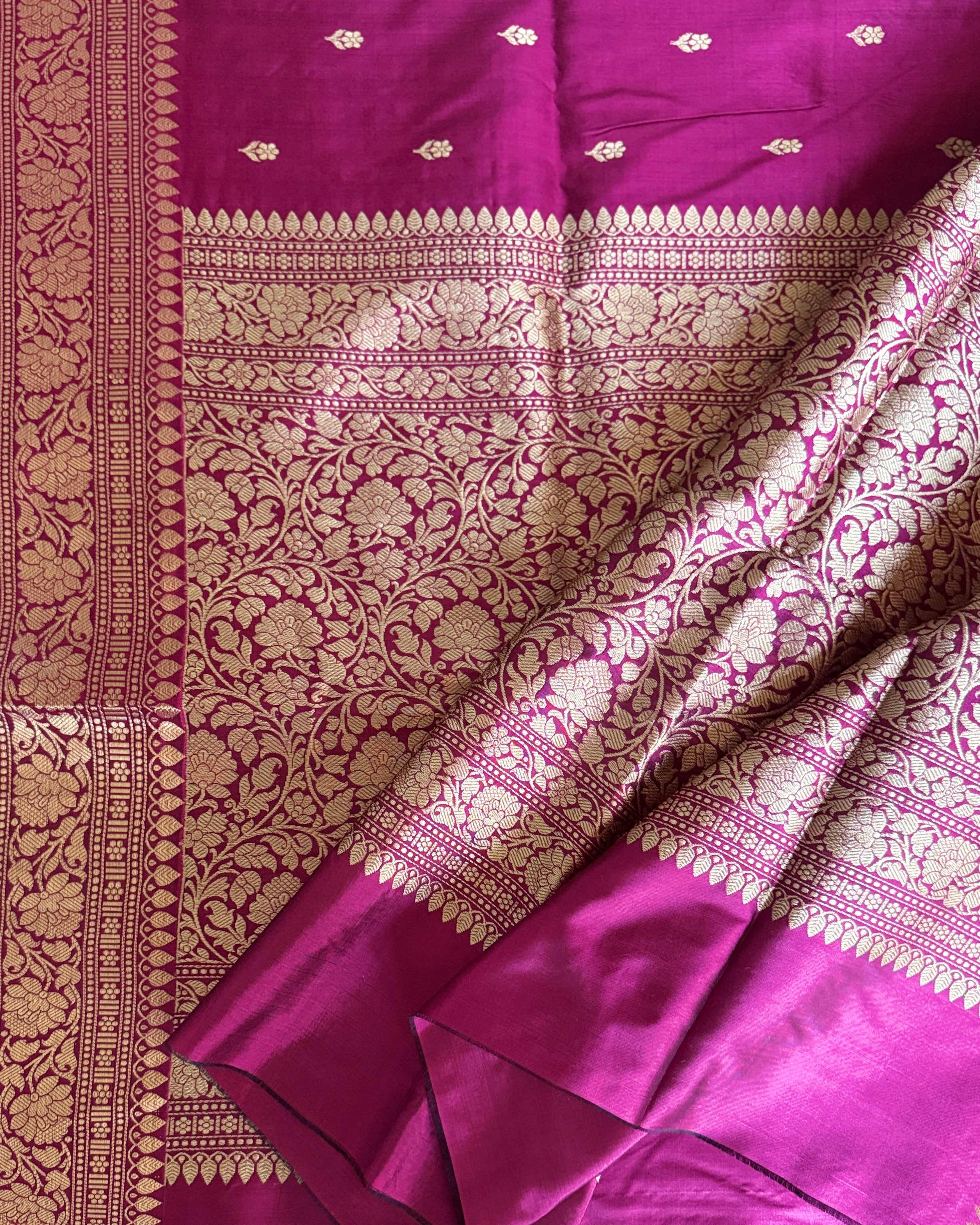 Niloufer | Plum Handloom Banarasi Katan Silk Saree