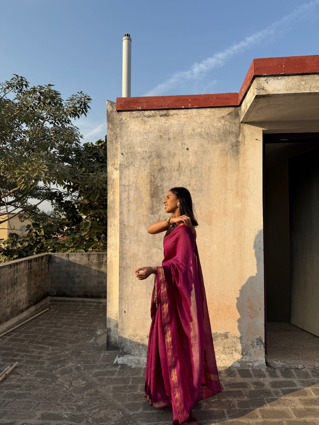 Nazaara | Purple Cotton Silk Saree