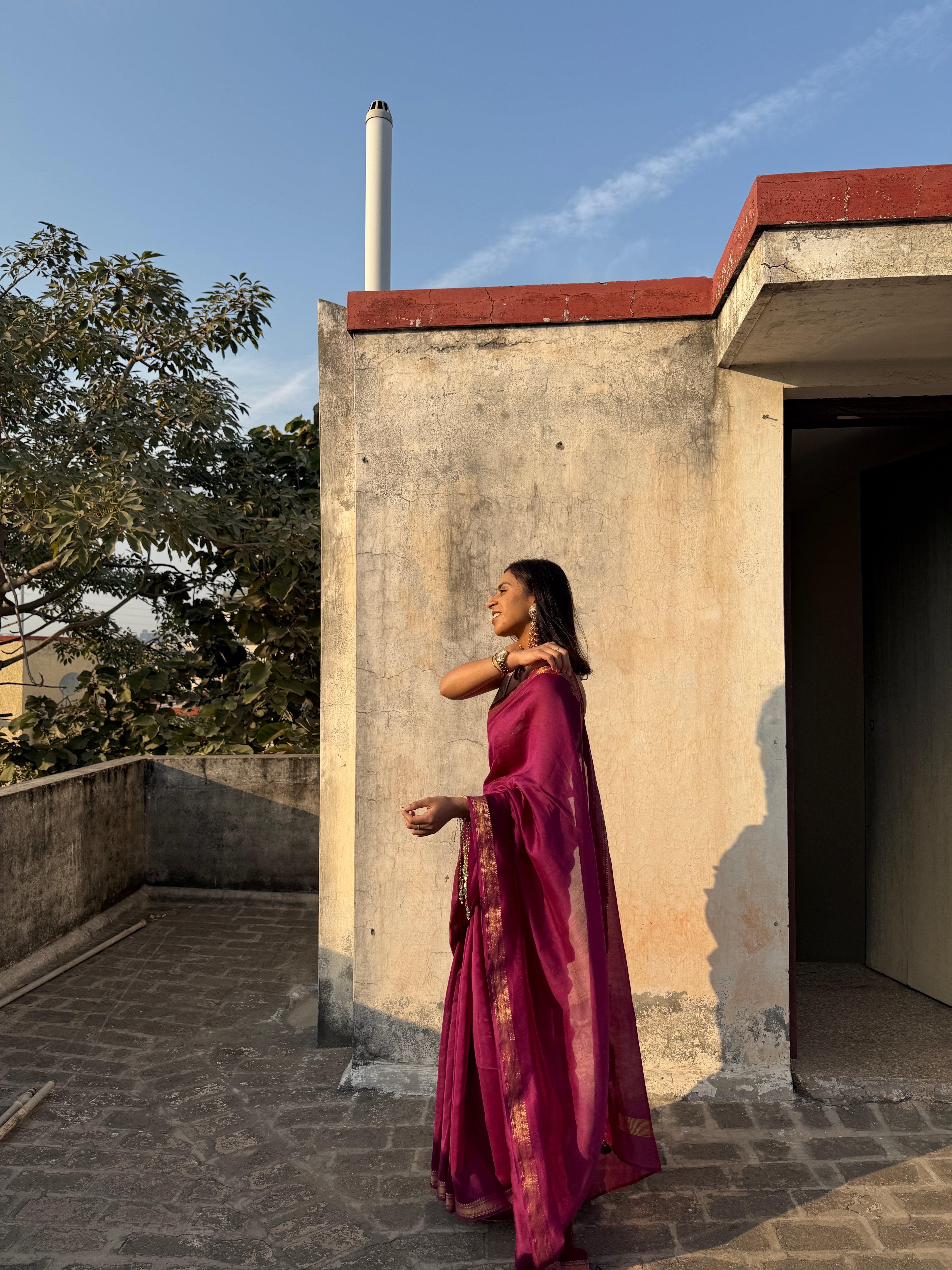 Nazaara | Purple Cotton Silk Saree