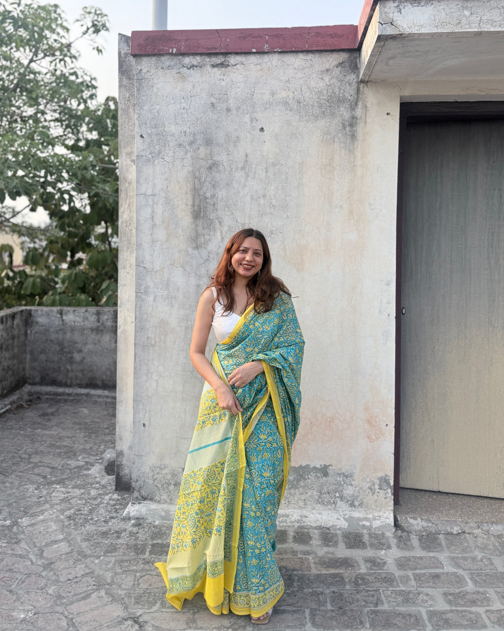 Riya | Hand Block Printed Cotton Saree