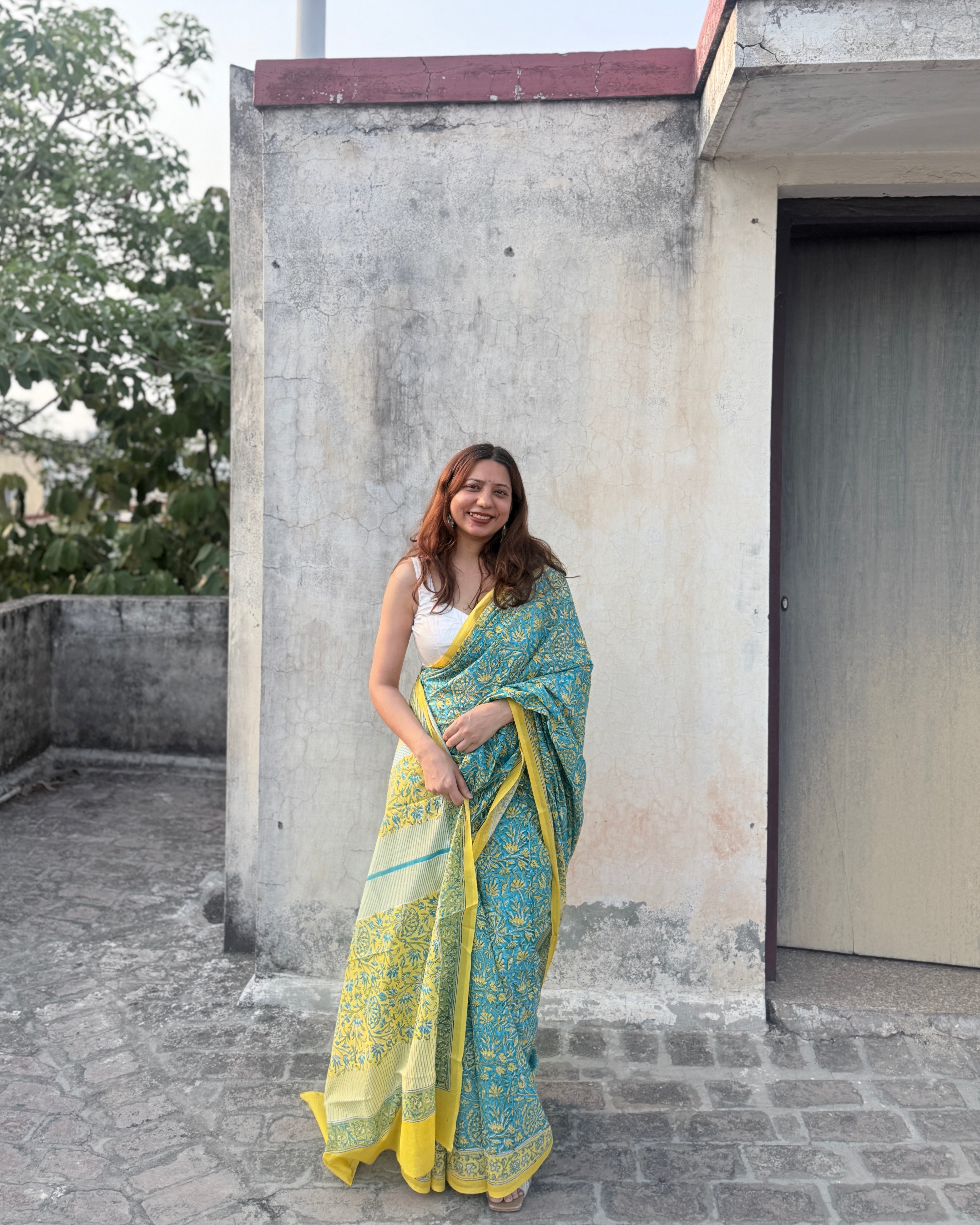 Riya | Hand Block Printed Cotton Saree