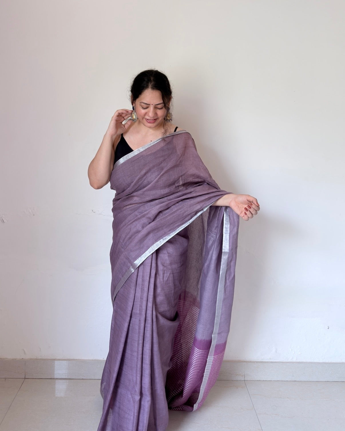 Tulip | Lavender Linen Saree