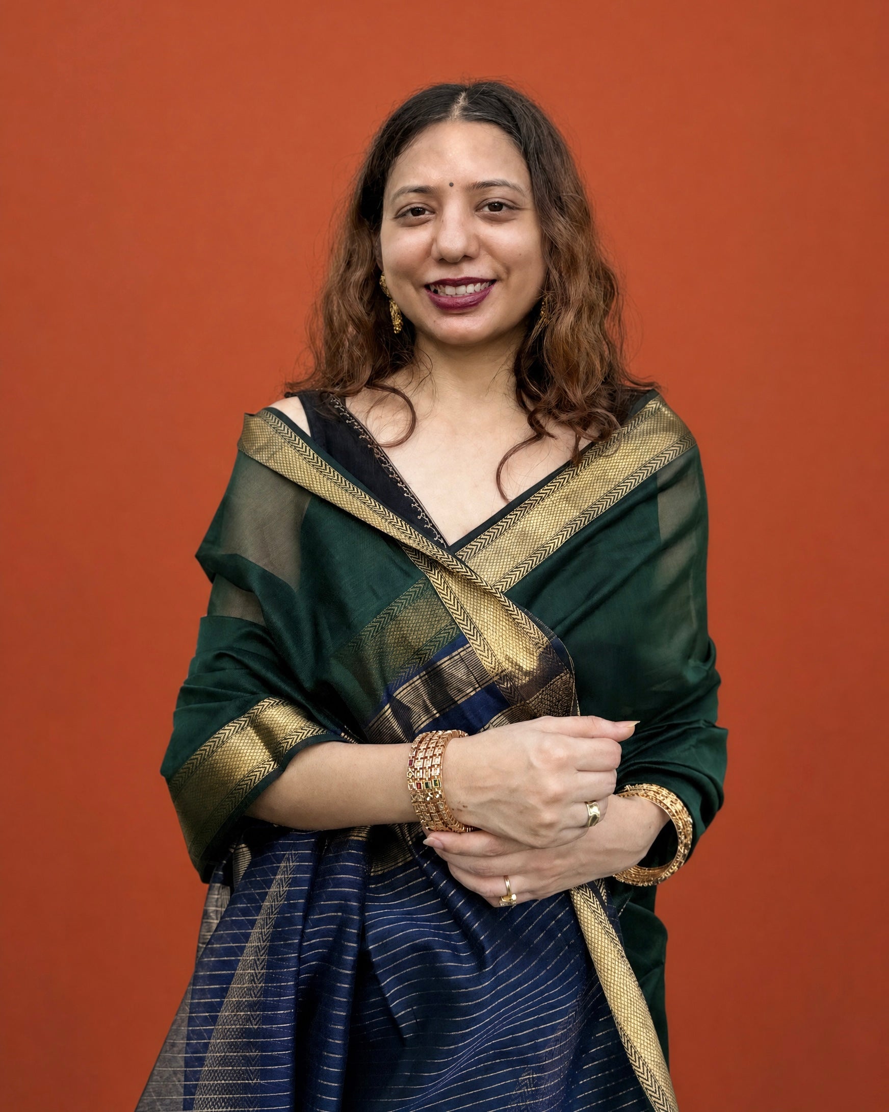 Tina | Green Blue Maheshwari Saree