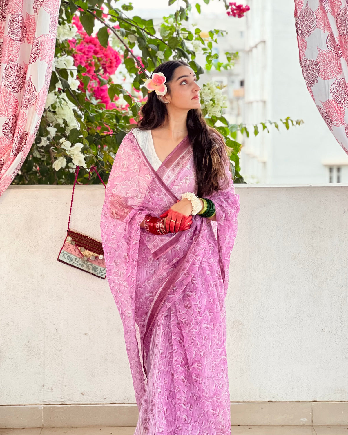 Mulberry | Printed Kota Doria Saree (without blouse piece)