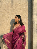 Purple Cotton Silk Saree