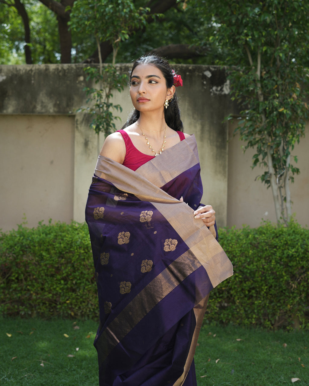 Neelima | Purple Chanderi Silk Saree