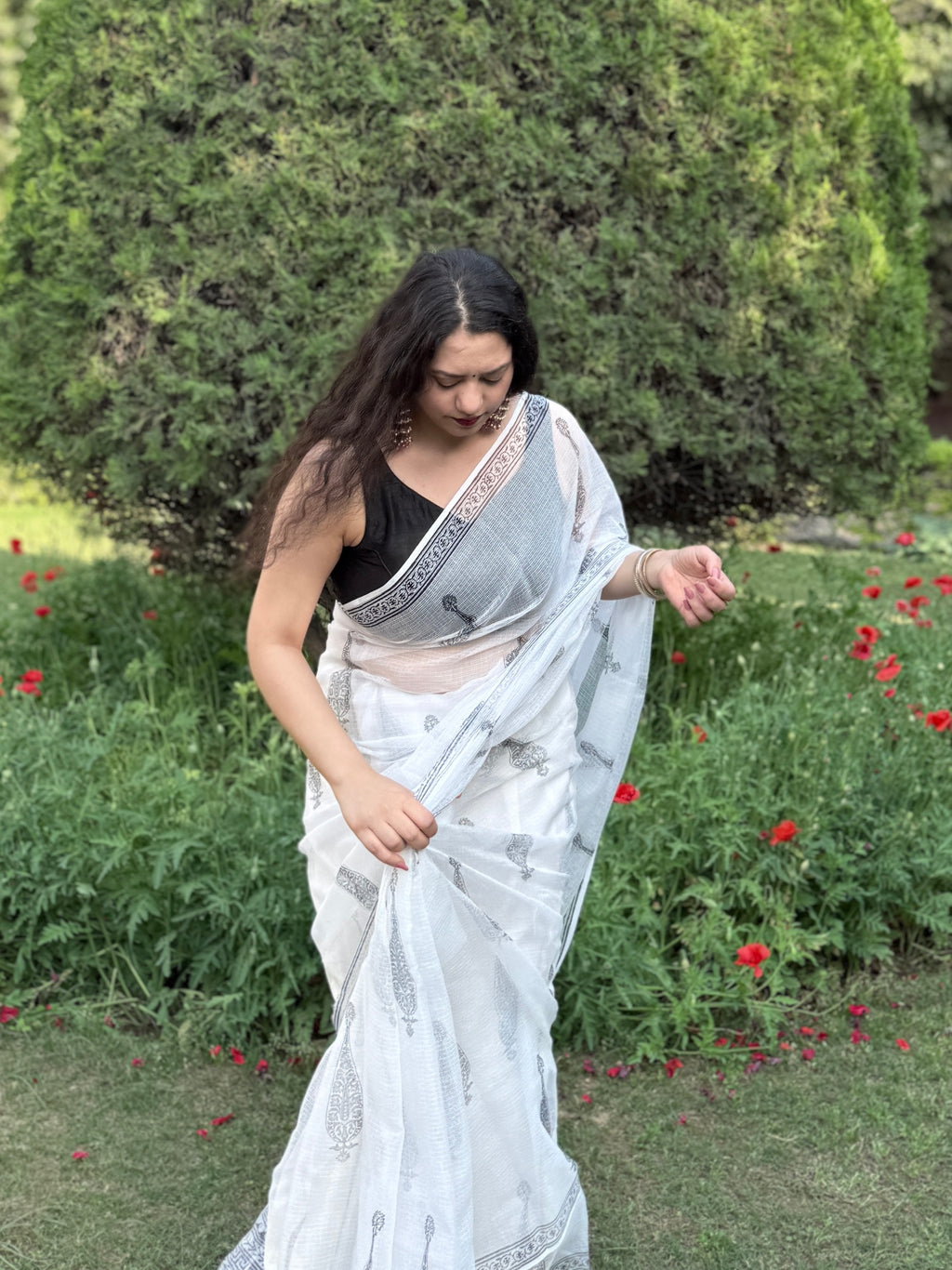 Syaahi | Printed Kota Doria Saree