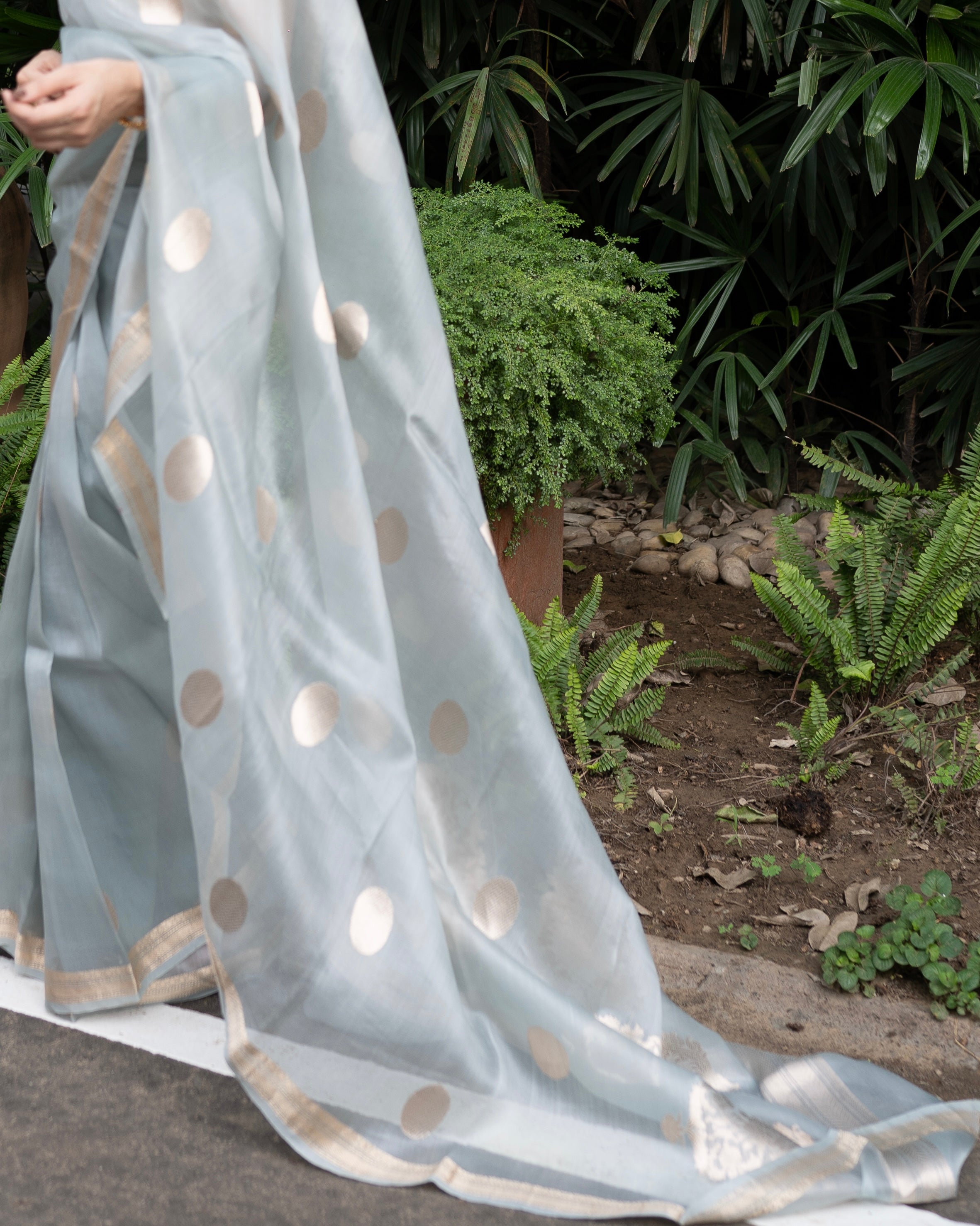 Naina | Blue Handloom Banarasi Kora Silk Saree