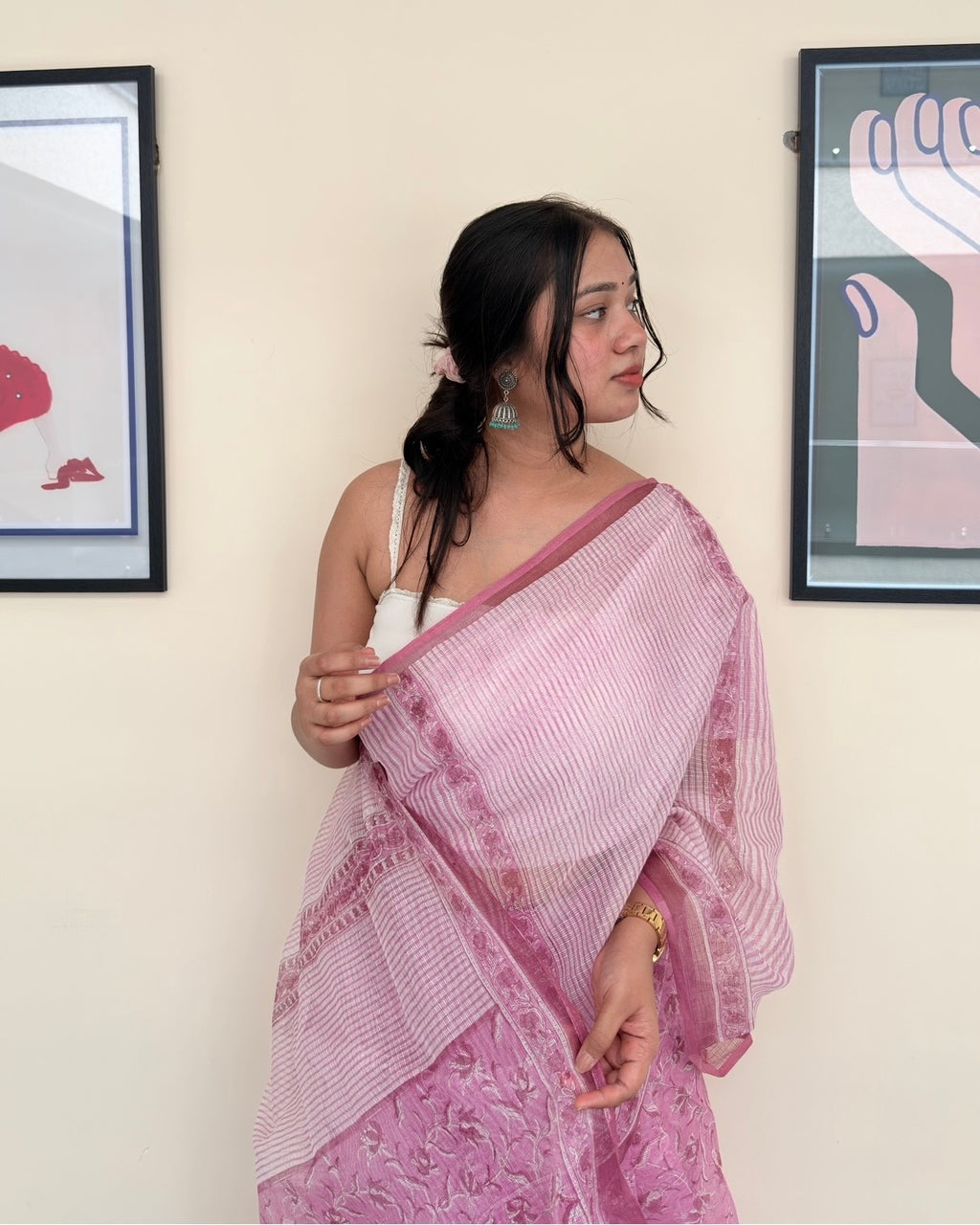 Mulberry | Printed Kota Doria Saree