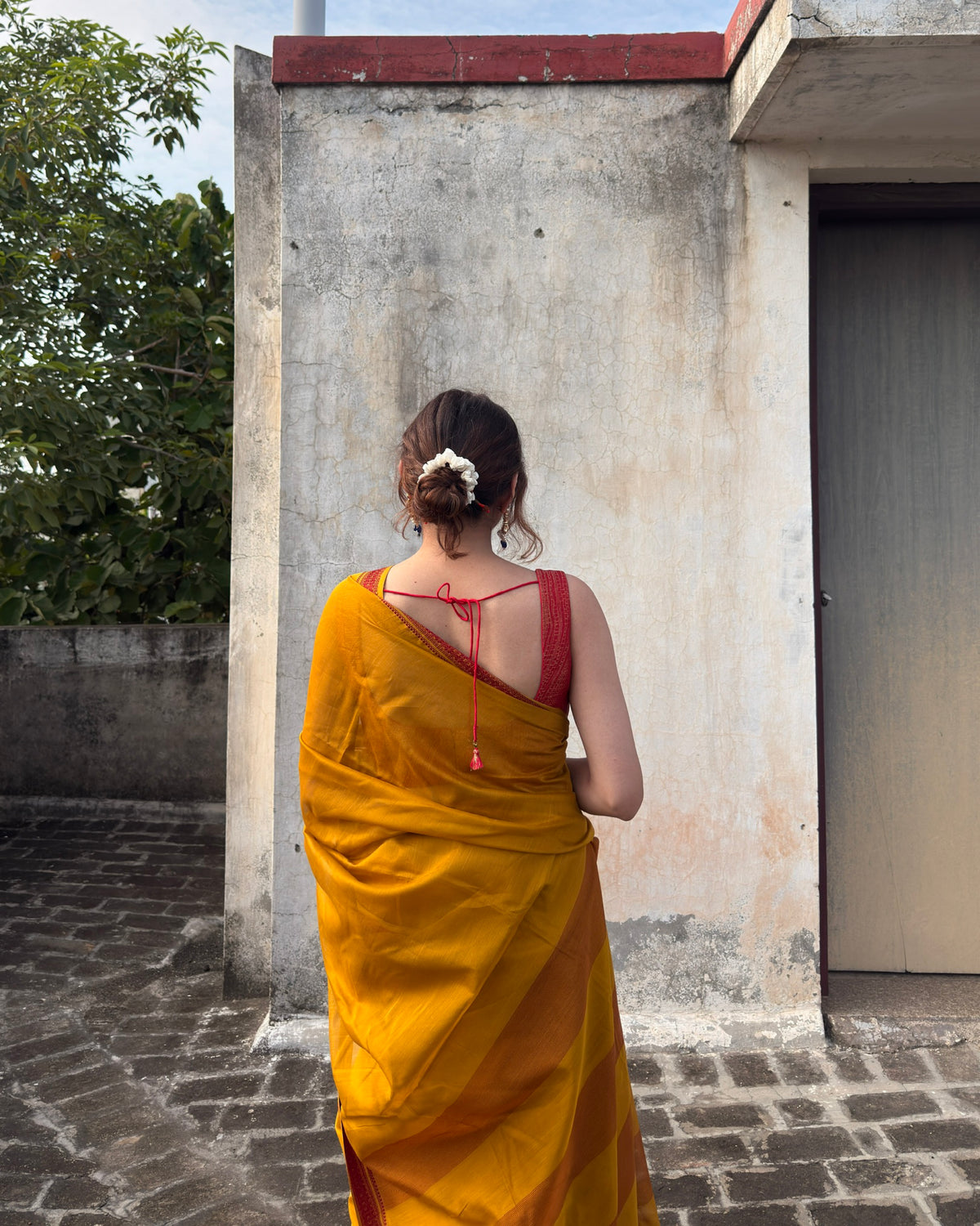 Chameli | Marigold Yellow Maheshwari Saree