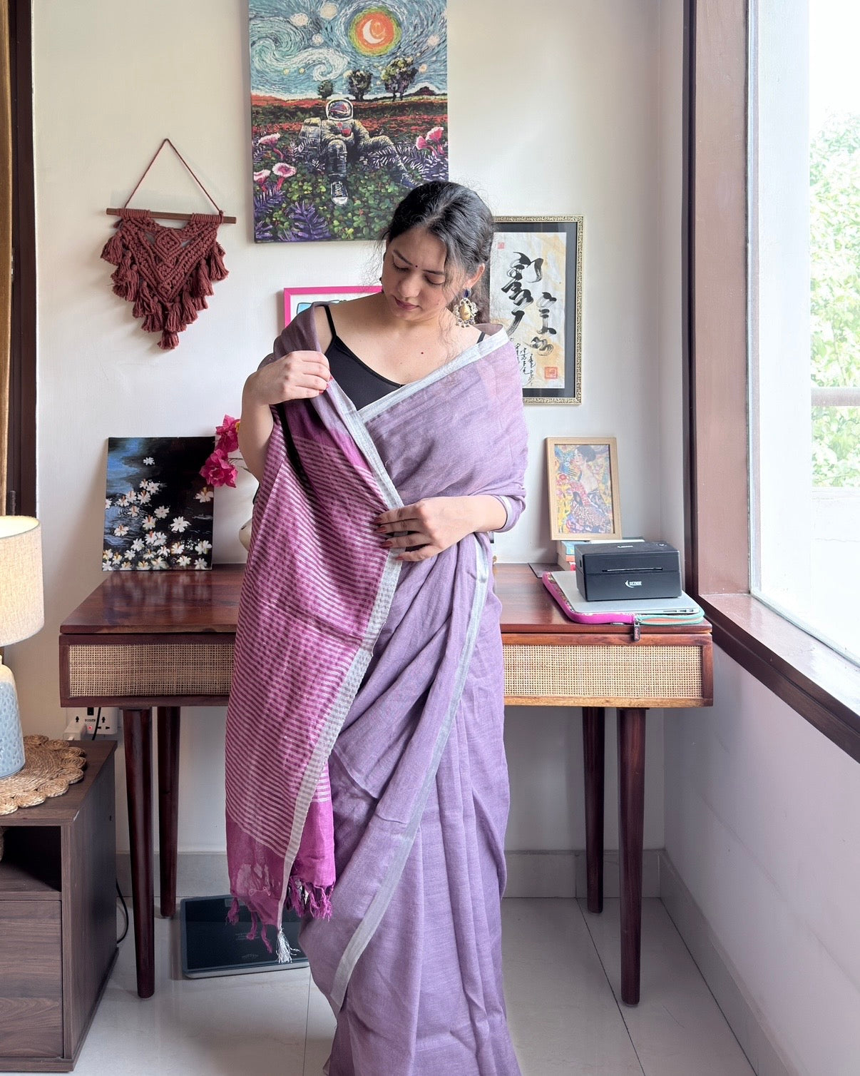 Tulip | Lavender Linen Saree