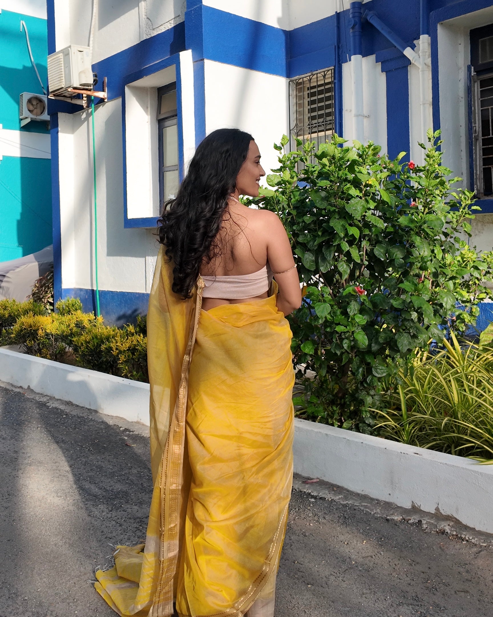 Nimbu | Yellow Maheshwari Saree