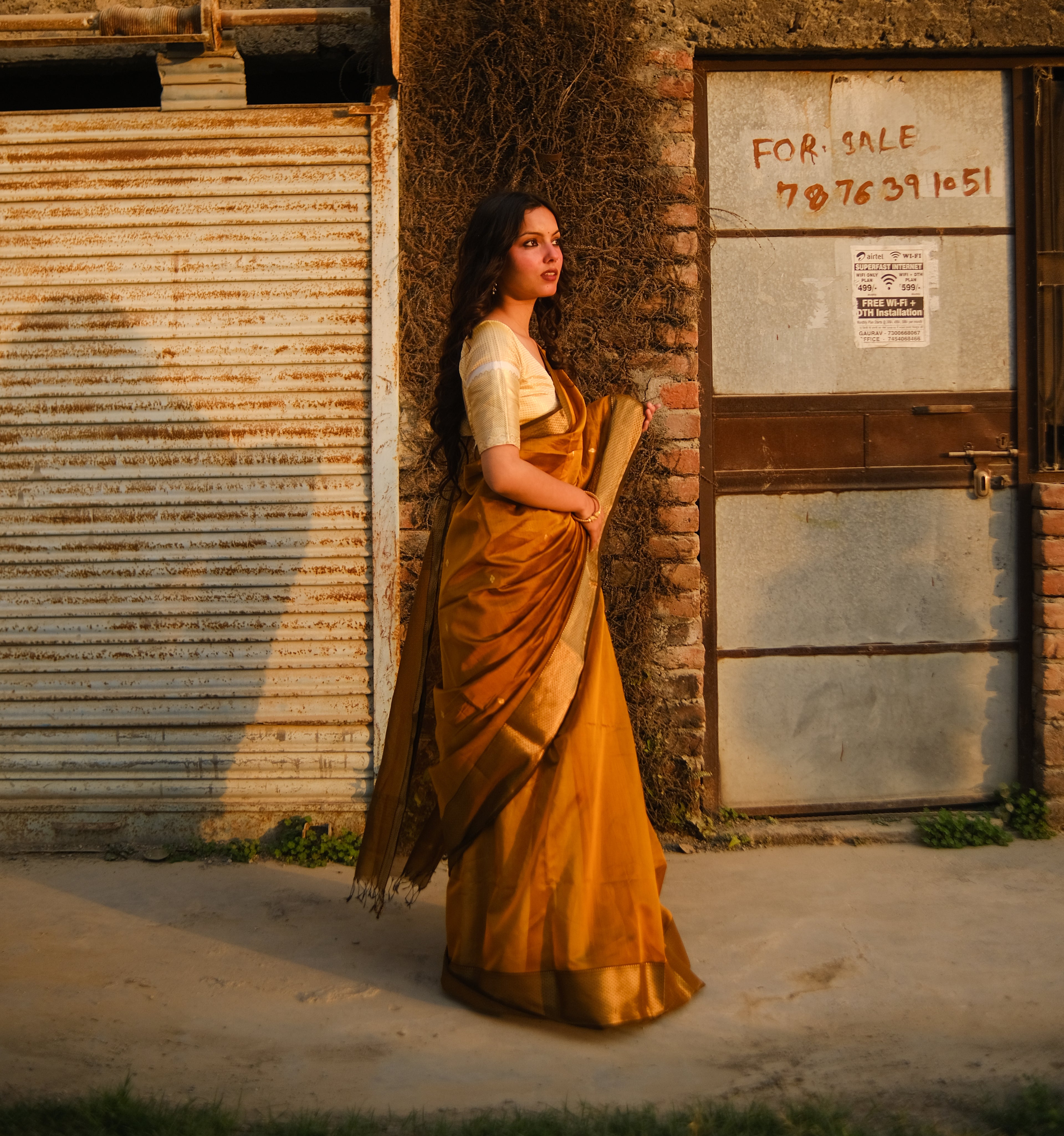 Surajmukhi | Mustard Gold Maheshwari Saree
