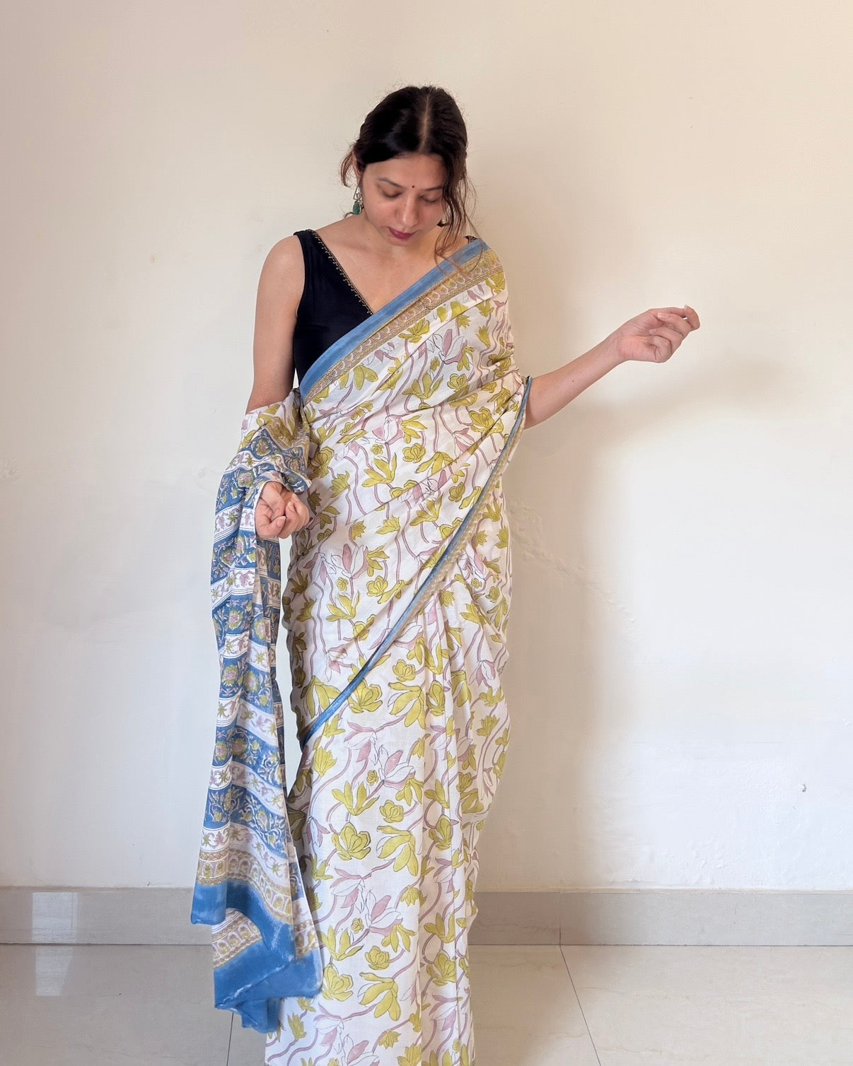 Dia | Hand Block Printed Cotton Saree