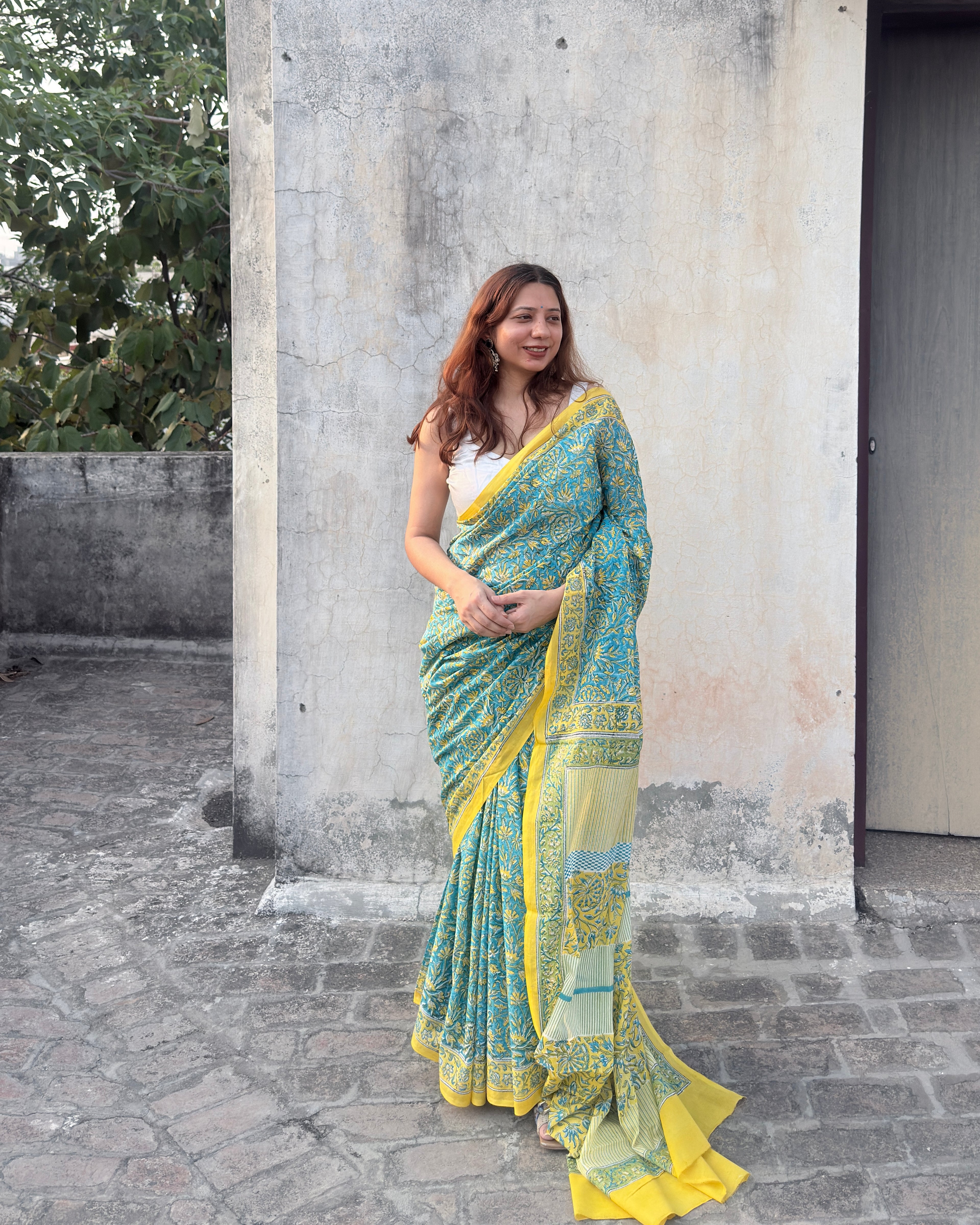 Riya | Hand Block Printed Cotton Saree