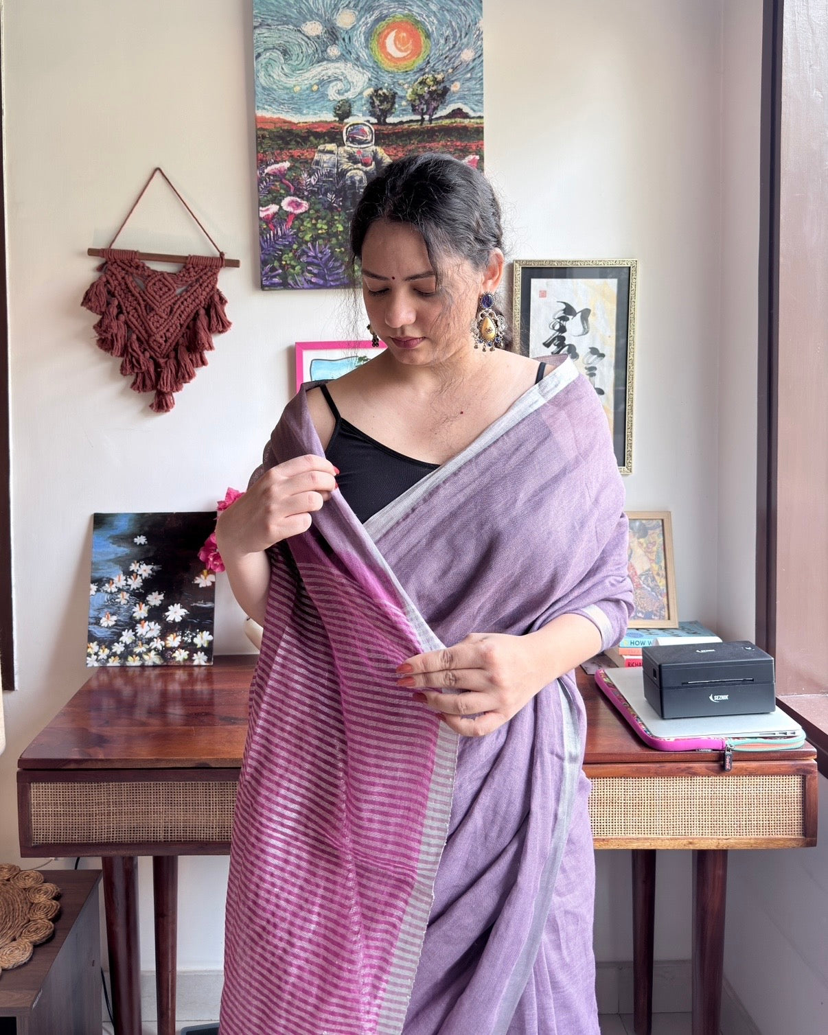Tulip | Lavender Linen Saree